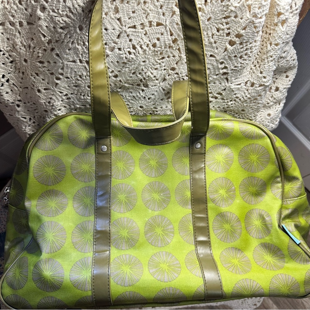 Vintage lime duffle bag